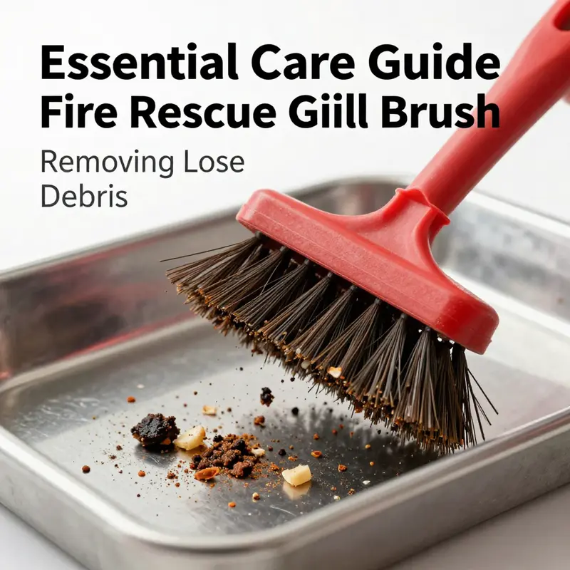 The crucial first step in cleaning: removing loose debris from the fire rescue grill brush.