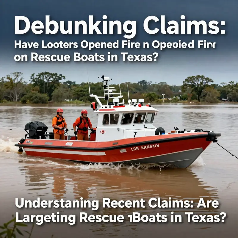 Emergency rescue boats operational during a Texas flood, highlighting the importance of safety and community support amidst claims of violence.