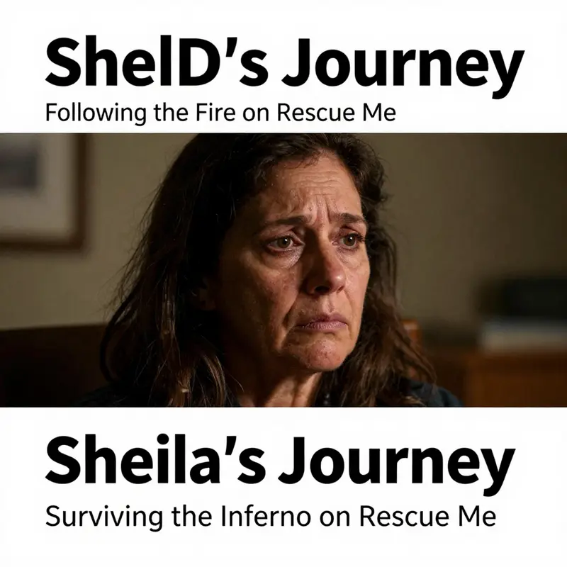 Sheila witnessing the impact of the fire, symbolizing her survival and resilience.