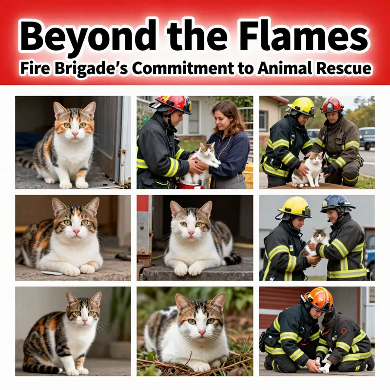 A firefighter rescuing a cat from a fire scene, exemplifying their commitment to animal welfare.