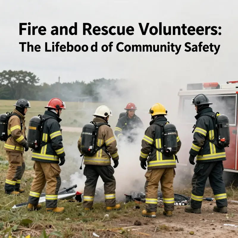 Volunteer firefighters demonstrate teamwork and commitment during a mock emergency training exercise.