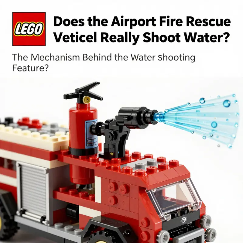 Close-up of the water shooting mechanism in the LEGO Airport Fire Rescue Vehicle.