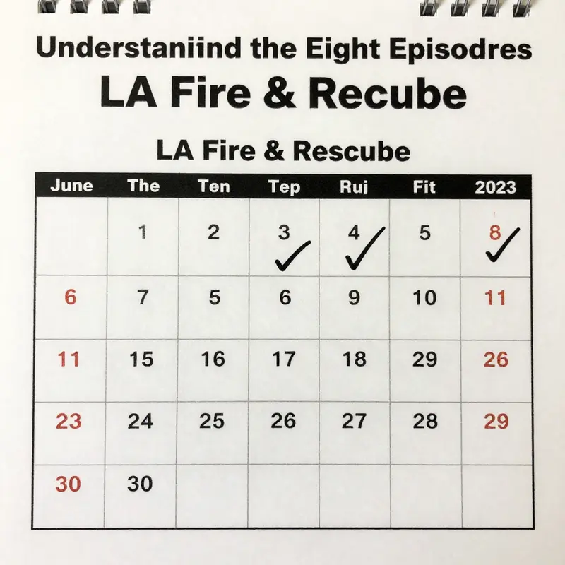A collage depicting various stills from the eight episodes showcasing the intense and engaging stories of *LA Fire & Rescue*.