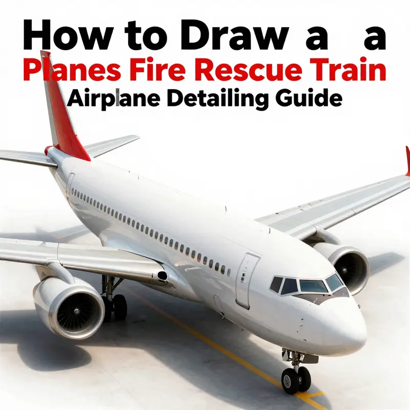 An illustration depicting the initial scene layout for the plane fire rescue train drawing.