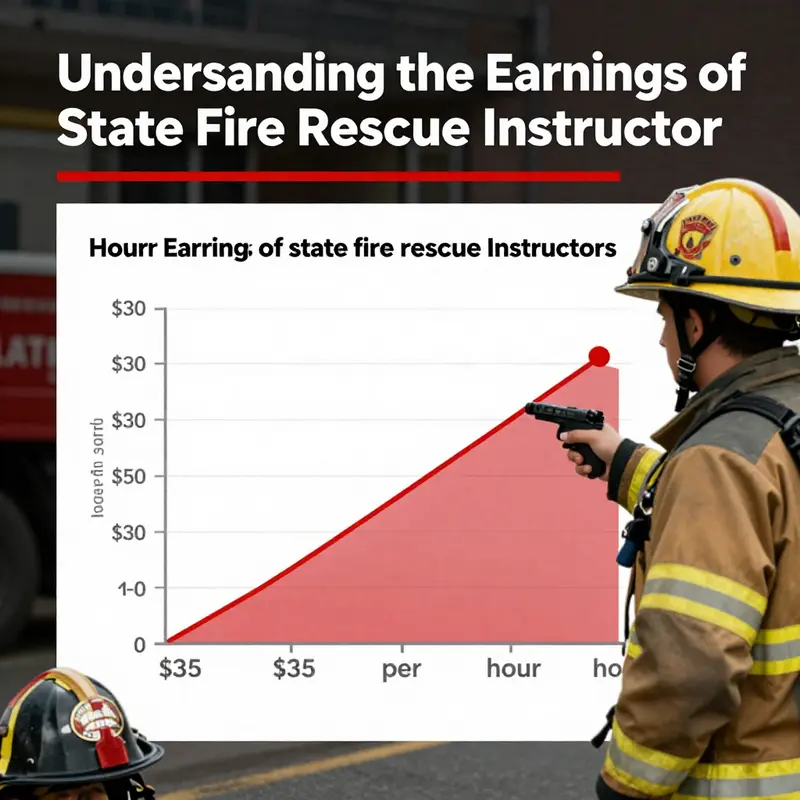 This infographic illustrates the average hourly earnings for state fire rescue instructors.