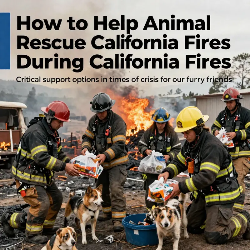 Firefighters aiding animal rescues during wildfire efforts in California.