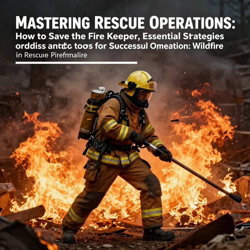 A firefighter in action amidst flames in Rescue Operation: Wildfire, symbolizing the mission to rescue the Fire Keeper.