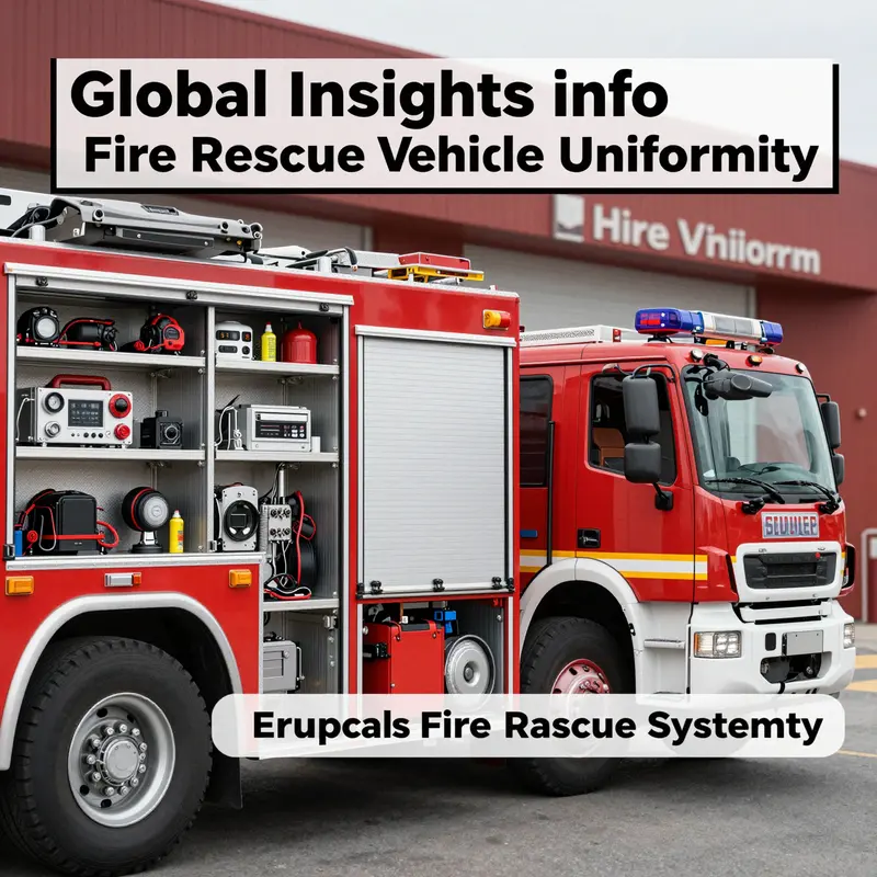 Fire rescue vehicles illustrating design variations tailored to specific national needs.
