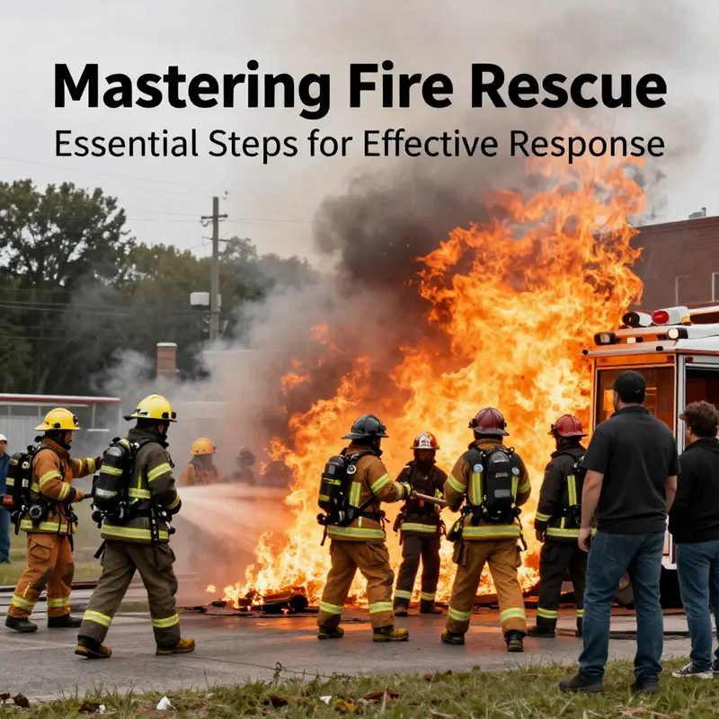 Firefighters combating a large fire as civilians observe from a safe area, illustrating community response.