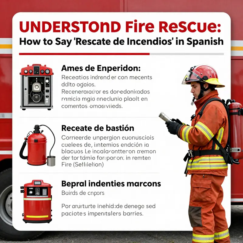 Firefighter conducting a rescue operation while illustrating the term ‘rescate de incendios’.