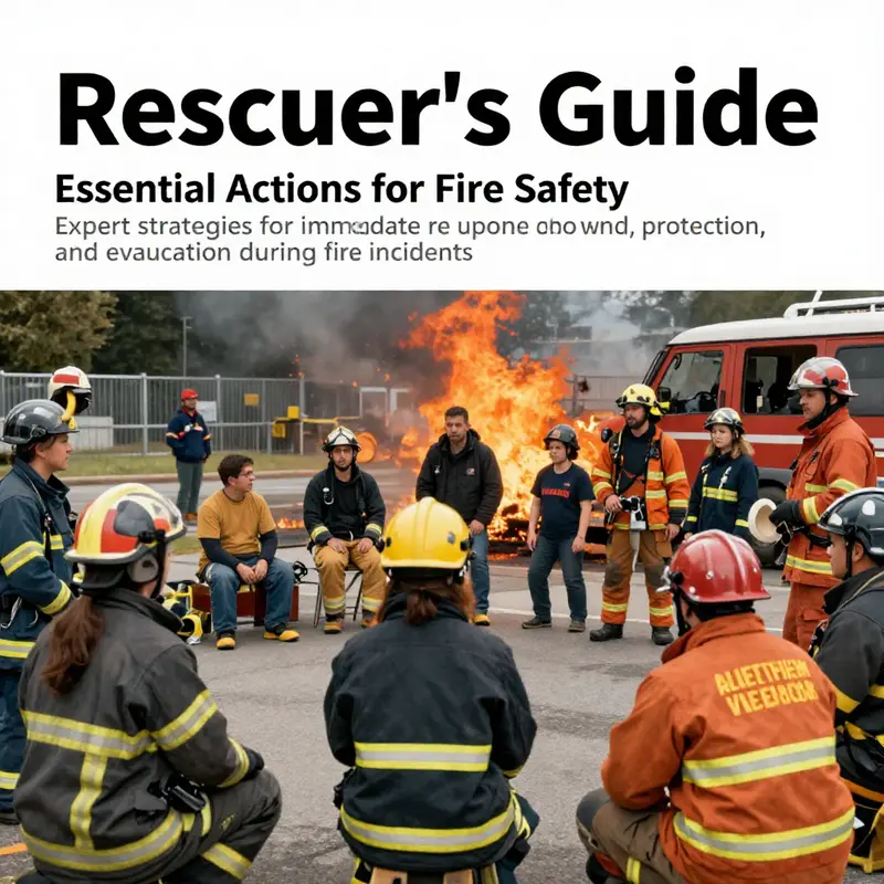 A group of people learning fire safety procedures with emergency responders, highlighting community engagement in fire preparedness.