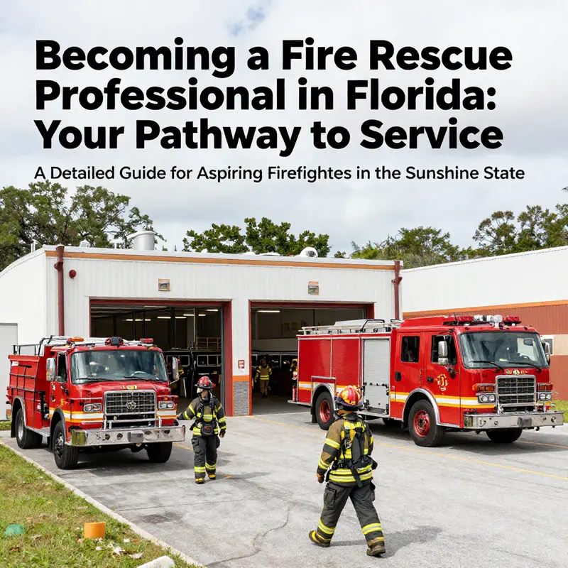 A wide-angle view of a fire station in Florida filled with firefighters attending to equipment and preparing for emergencies.