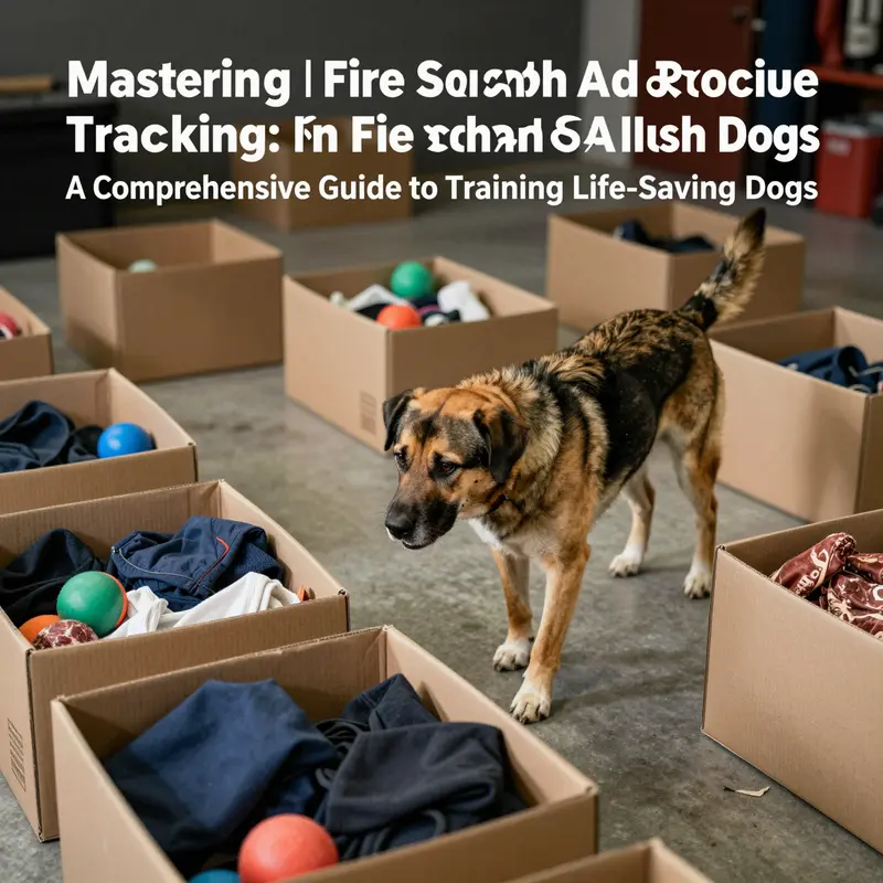 Handler establishing obedience and trust with a German Shepherd during foundational fire SAR training.