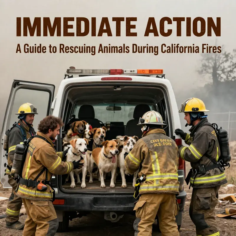 An emergency preparedness kit containing essential supplies for pet safety during wildfires.