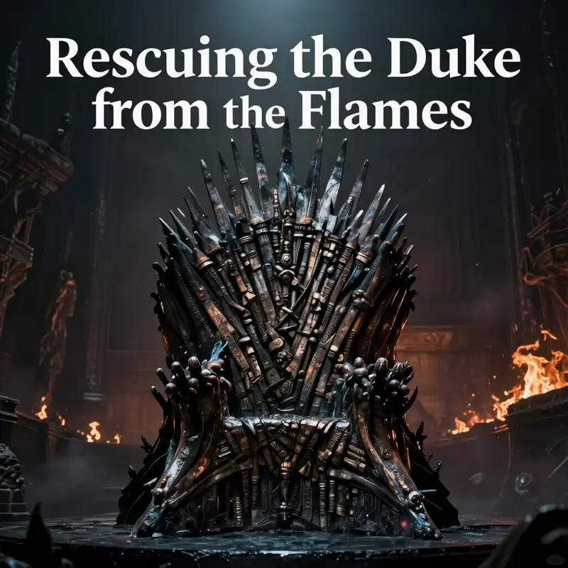 Adventurers strategizing to reach the burning village.