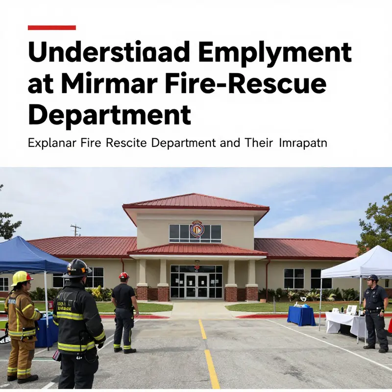 Facade of the Miramar Fire-Rescue Department headquarters with personnel engaged in community service.