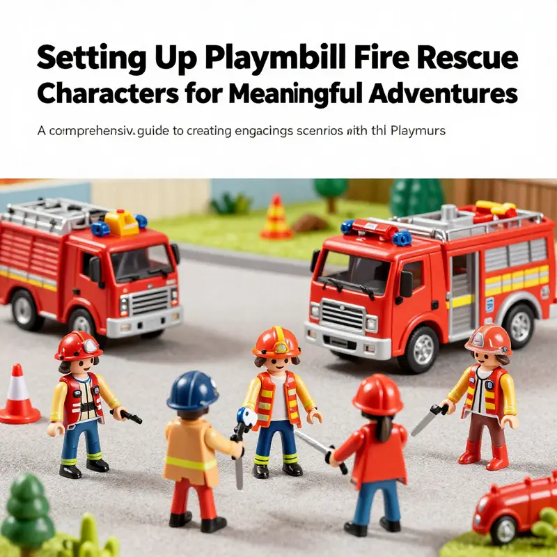 A vibrant display of Playmobil fire rescue characters engaged in imaginative play, highlighting their creativity in rescue missions.