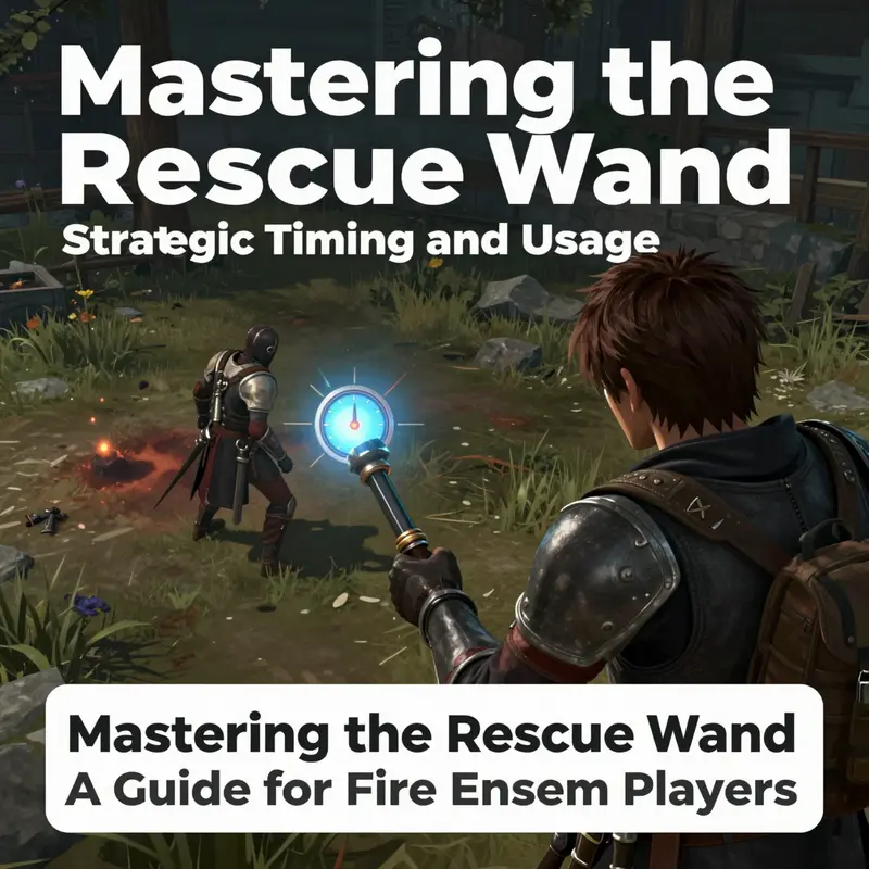 A character prepares to equip the Rescue Wand, poised to protect their teammate.
