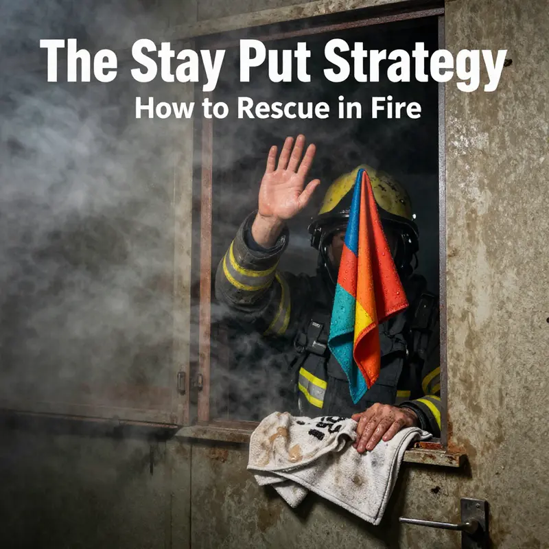 Firefighter directs civilians to safety during a fire outbreak, highlighting the importance of immediate actions.