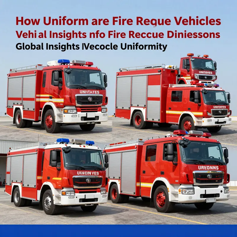 Fire rescue vehicles illustrating design variations tailored to specific national needs.