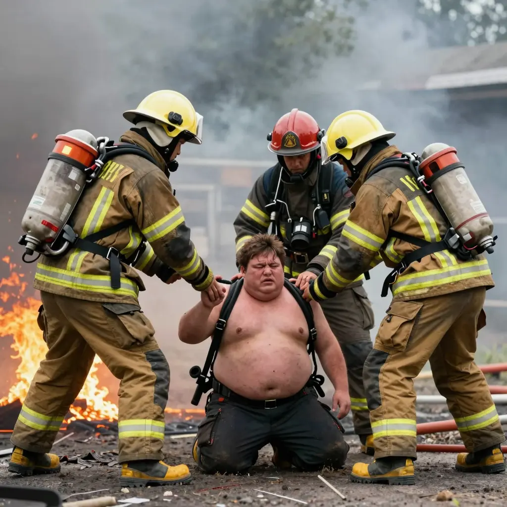 Firefighters conducting a rescue