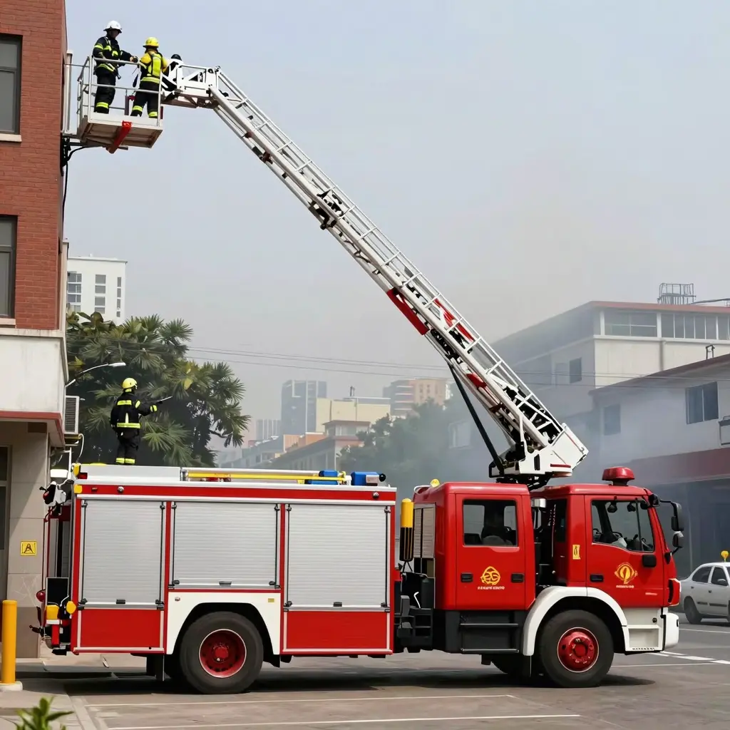 Aerial Platform Fire Truck in Action