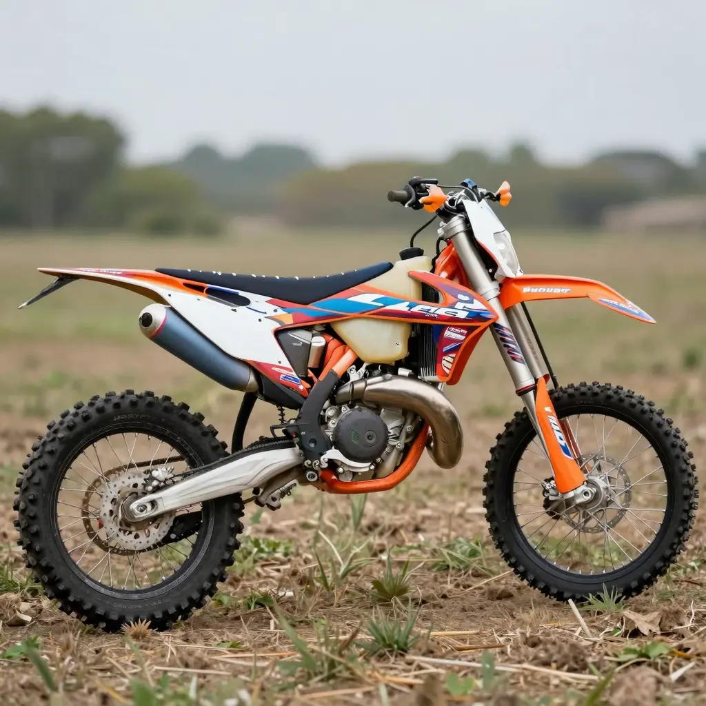 Vibrant dirt bike with custom graphics