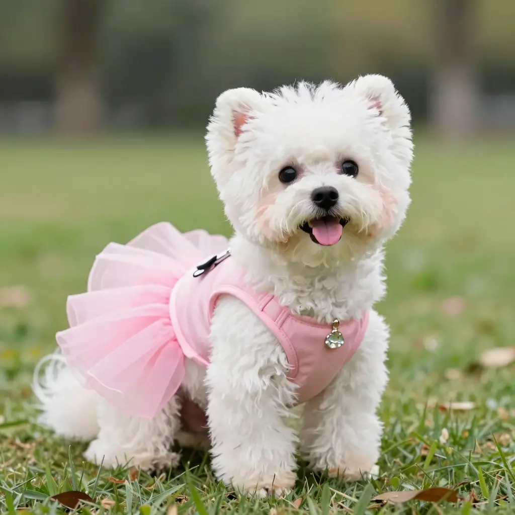 Cute dog in pink tutu
